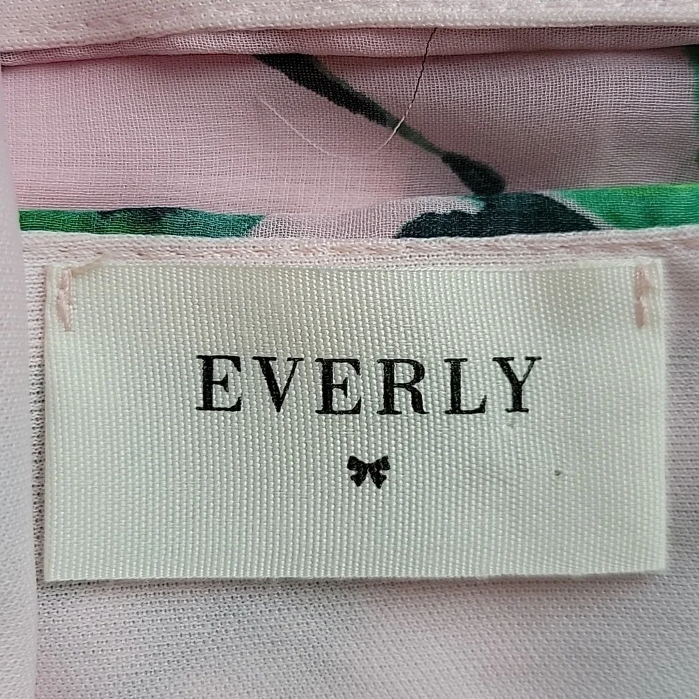 Everly‎ Halter Swing Mini Dress XS Pink Green Tropical Vacation Resort Coastal